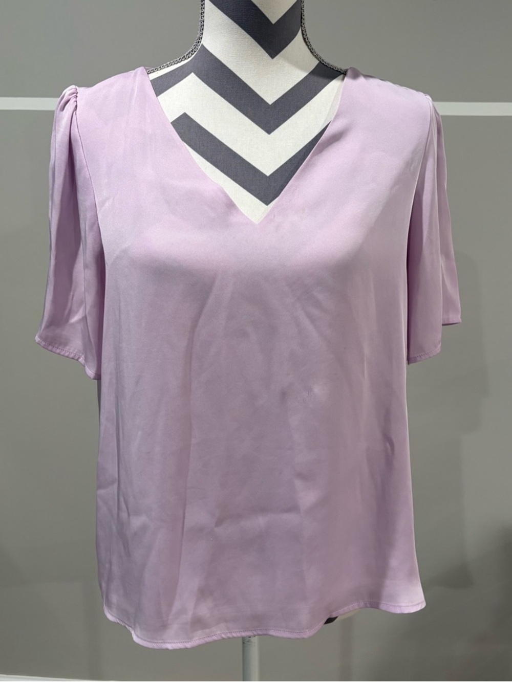 Express Light Lavender V-Neck Flutter Sleeve Top
